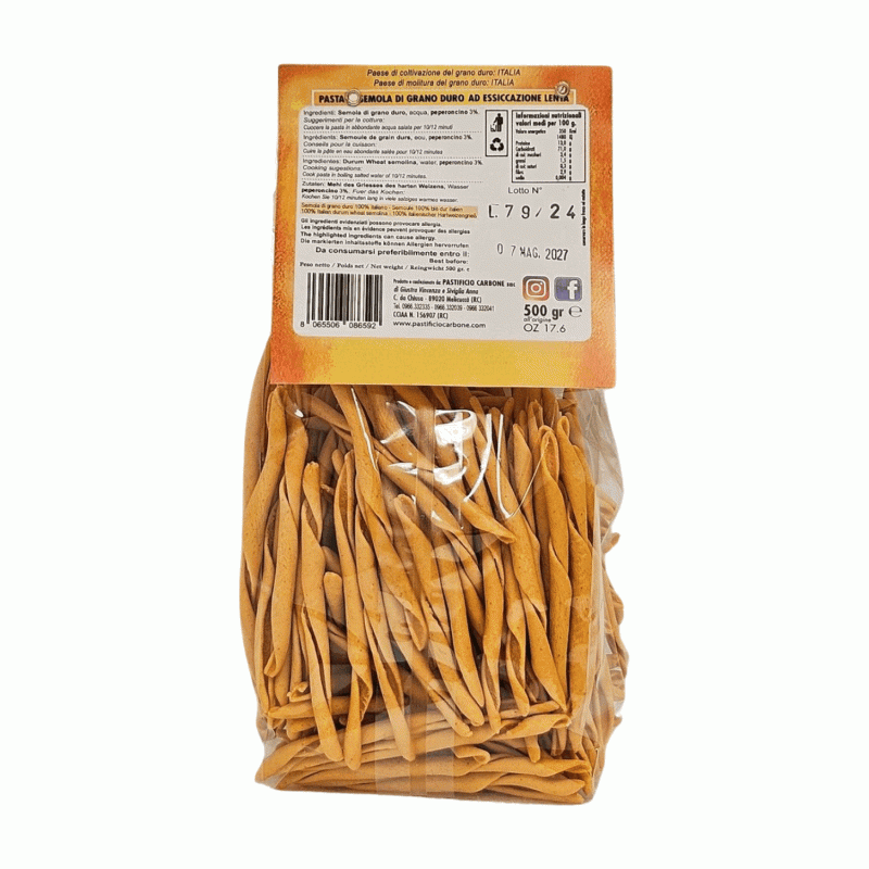 Pastificio Carbone Maccheroni Calabresi al Peperoncino Prodotto Tipico 100% Made in Italy - immagine 3